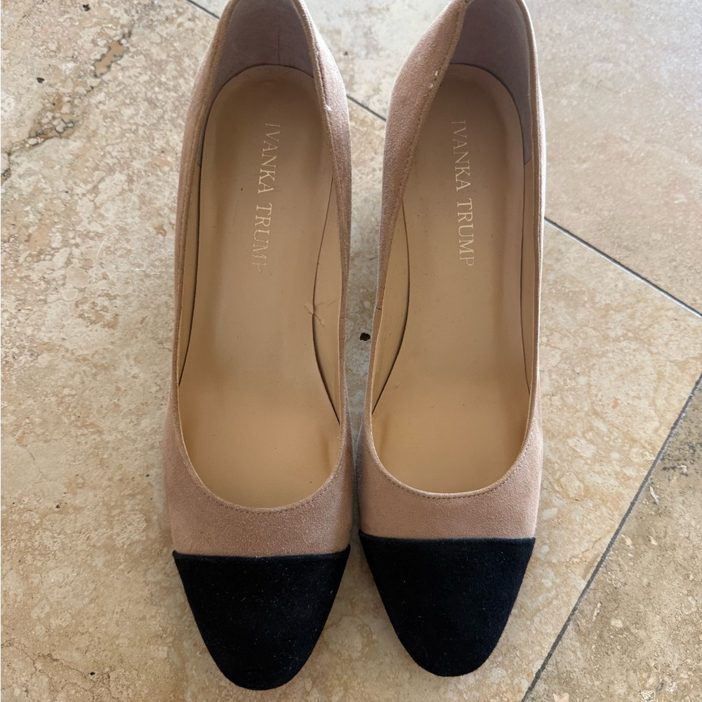 Ivanka Trump Two-Tone Tan and Black Heels